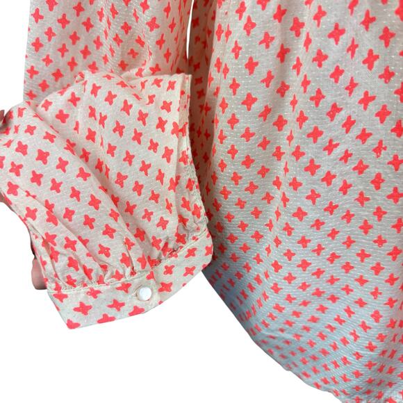 Indi & Cold San Sebastian Neon Print Long Sleeve Peasant Boho Top - Picture 6 of 11